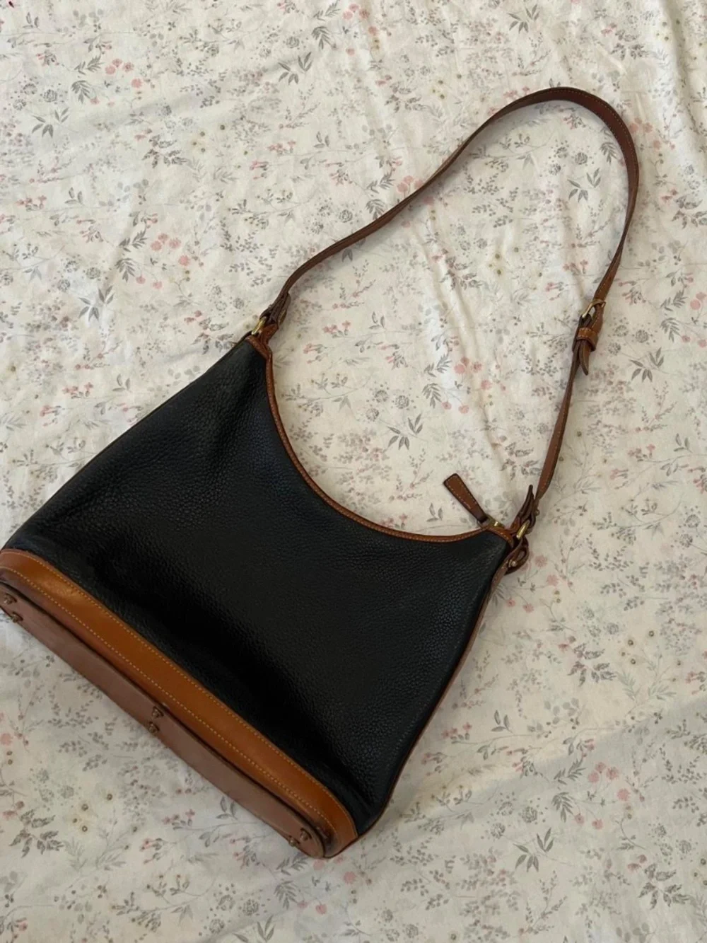 Vintage Dooney & Bourke Leather Hobo Bag Shoulder Large Pebbled Made in USA